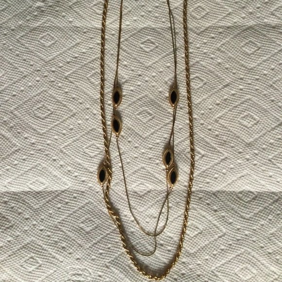 women's long necklace 3 strands gold-tone metal 24" - Picture 1 of 3